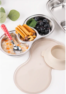 Grosmimi Stainless Baby Food Tray 3 Compartment w/Suction and lid