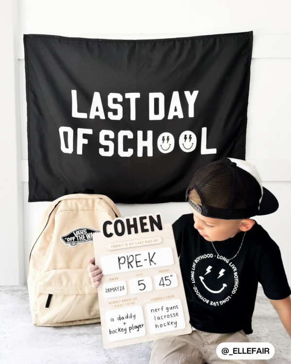 First Last Day of School Black Reversible Banner_1