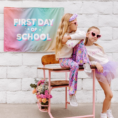 First Last Day of School Rainbow Reversible Banne_1