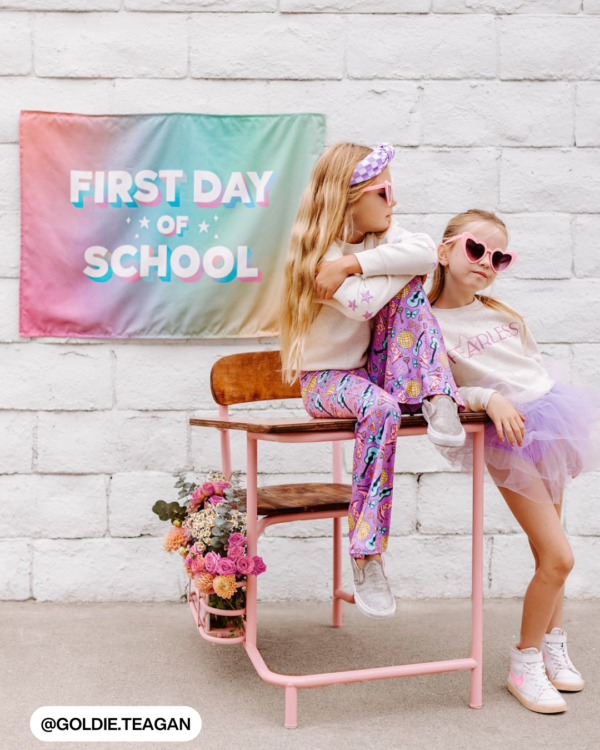 First Last Day of School Rainbow Reversible Banne_1