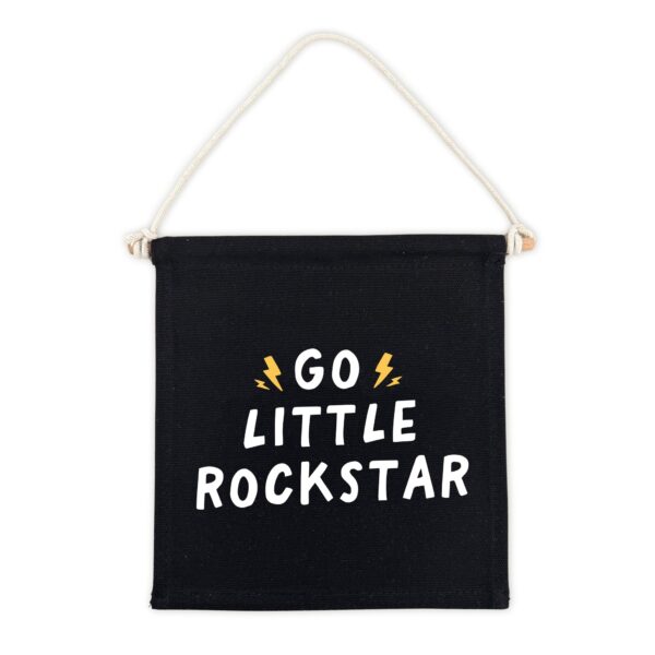 Go Little Rockstar Black Canvas Hang Sign_0