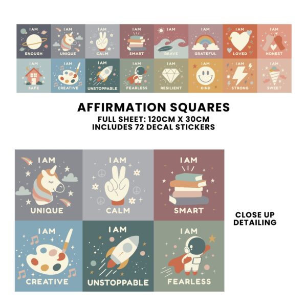 Peel Stick Fabric Wall Stickers - Affirmation Squ_3 Peel Stick Fabric Wall Stickers - Affirmation Squ_3