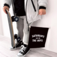 Saturdays Are For The Boys Black Canvas Hang Sign_1