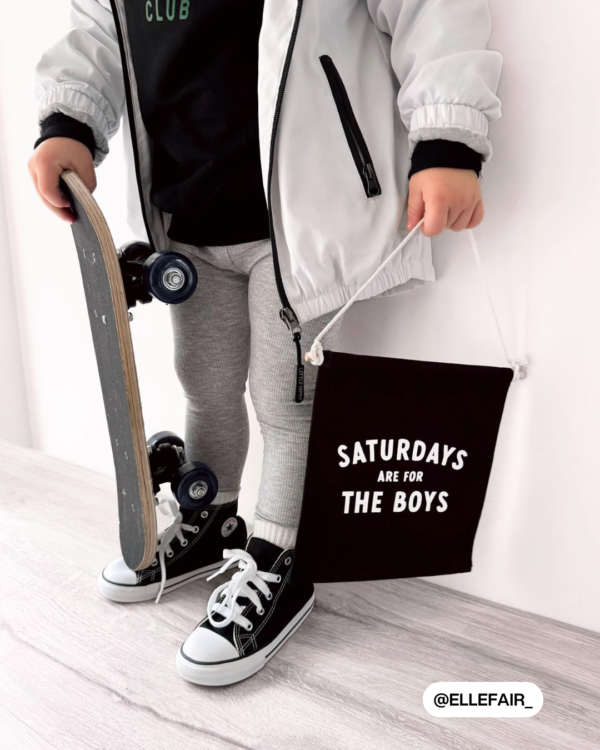 Saturdays Are For The Boys Black Canvas Hang Sign_1