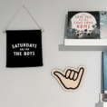 Saturdays Are For The Boys Black Canvas Hang Sign_3