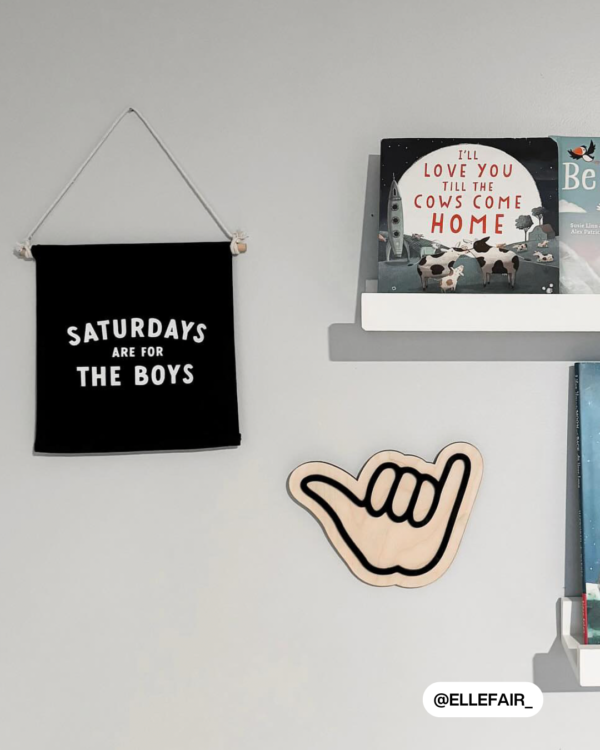 Saturdays Are For The Boys Black Canvas Hang Sign_3