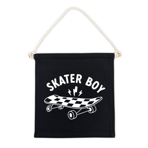 Skater Boy Black Canvas Hang Sign_0