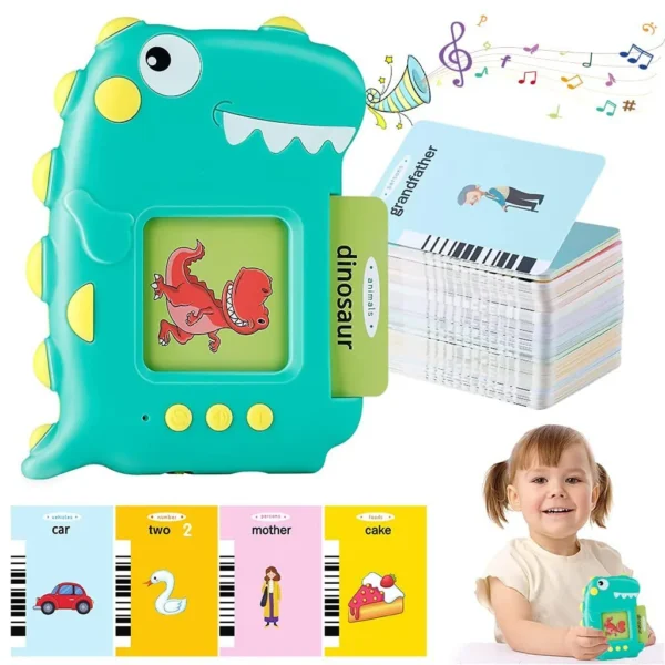 Green Dinosaur Talking Flash Cards Educational Toy