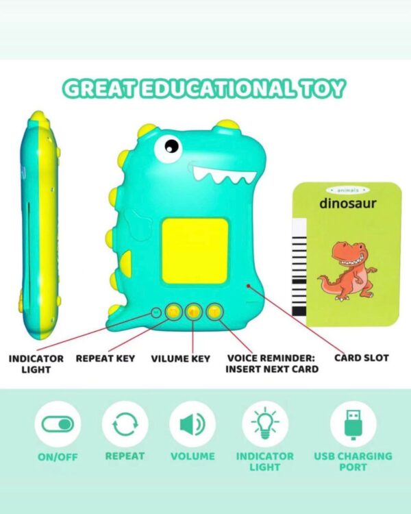 Green Dinosaur Talking Flash Cards Educational Toy2