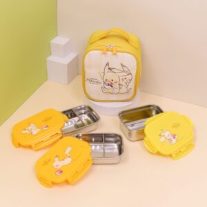 LILFANT Pokemon Triple Stainless Steel Lunch Box & Square Insulated Lunch Bag