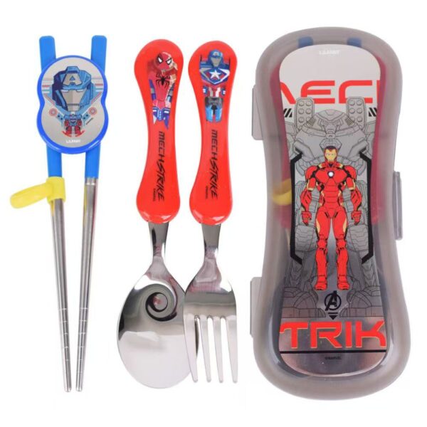 MARVEL Stainless Kids Fork Spoon Chopsticks Case Set
