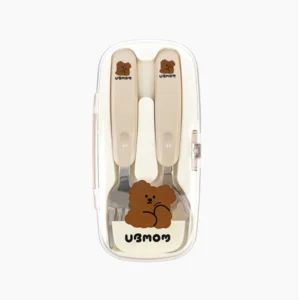 UBMOM Choco Mong Stainless Steel Spoon & Fork Set