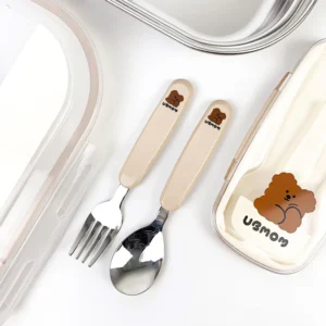 UBMOM Choco Mong Stainless Steel Spoon & Fork Set With Case3