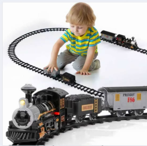 Toy train comes with tracks!