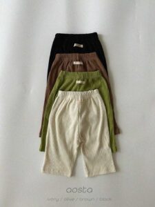 AOSTA Solid Colour Vertical-Ribbed Fleece Pants