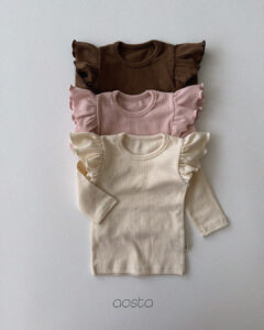AOSTA Solid Colour Flutter-Sleeve Long Sleeve