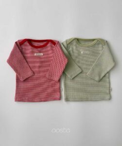 AOSTA Bound-Edge off-shoulder Horizontal Striped Long Sleeve