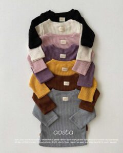 AOSTA Vertical Striped Small Logo Long Sleeve