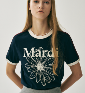 Mardi Mercredi SLIM RINGER TSHIRT FLOWERMARDI_NAVY IVORY