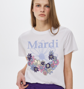 Mardi Mercredi SLIM TSHIRT FLOWERMARDI JARDIN VVD_WHITE LILAC