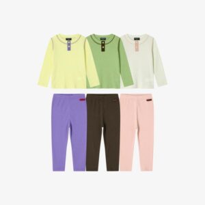 ROTOTOBEBE Vertical Stripe Two-Button Fitted Colorblock Lounge Set