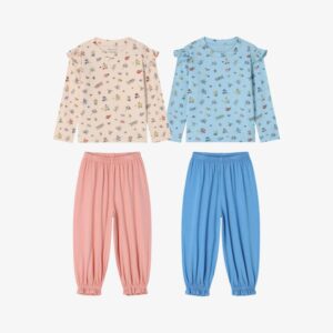 ROTOTOBEBE Solid Graphic Top & Elastic-Waist Pants Set